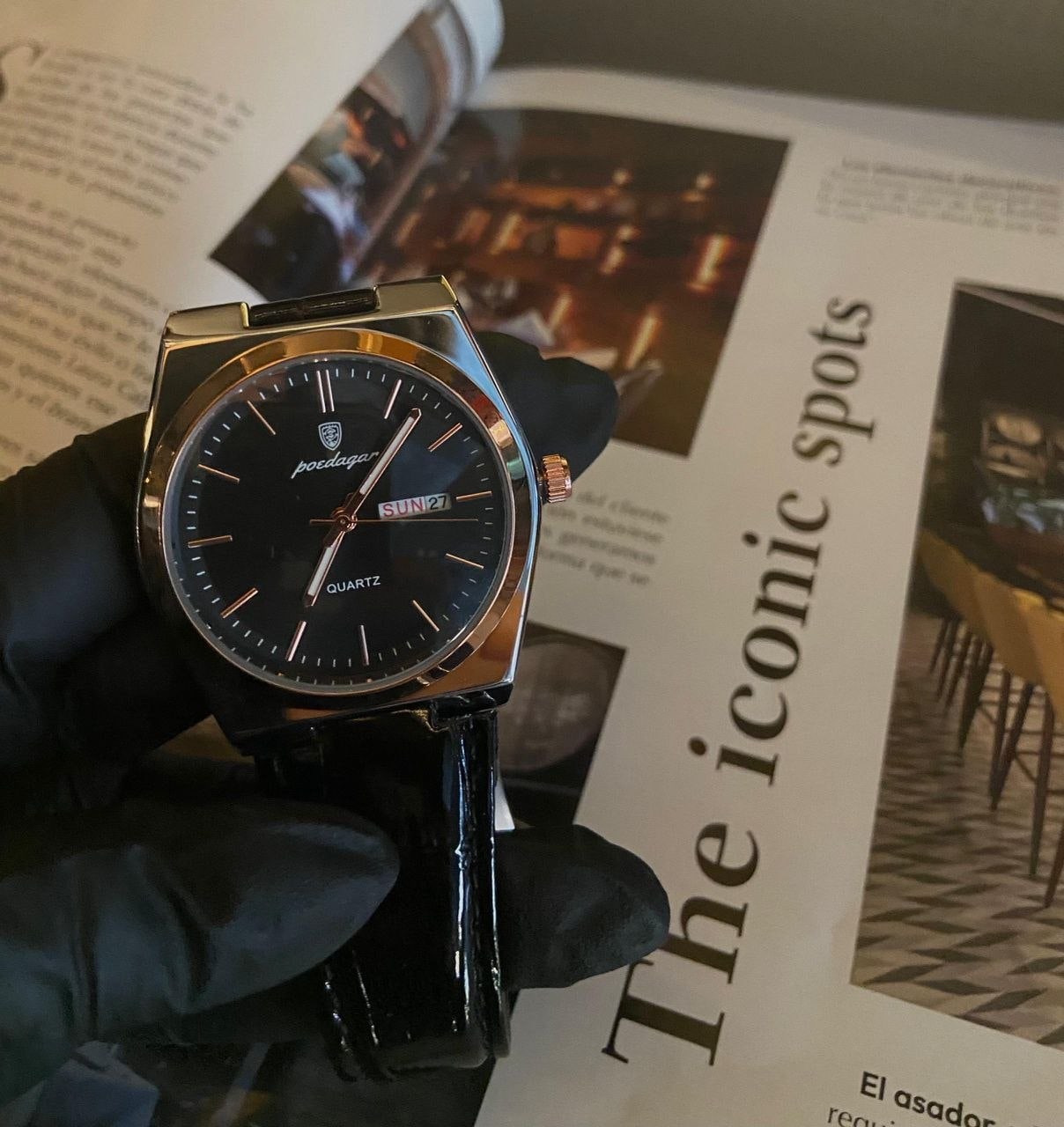 Poedagar 930 reloj de cuarzo cara negra