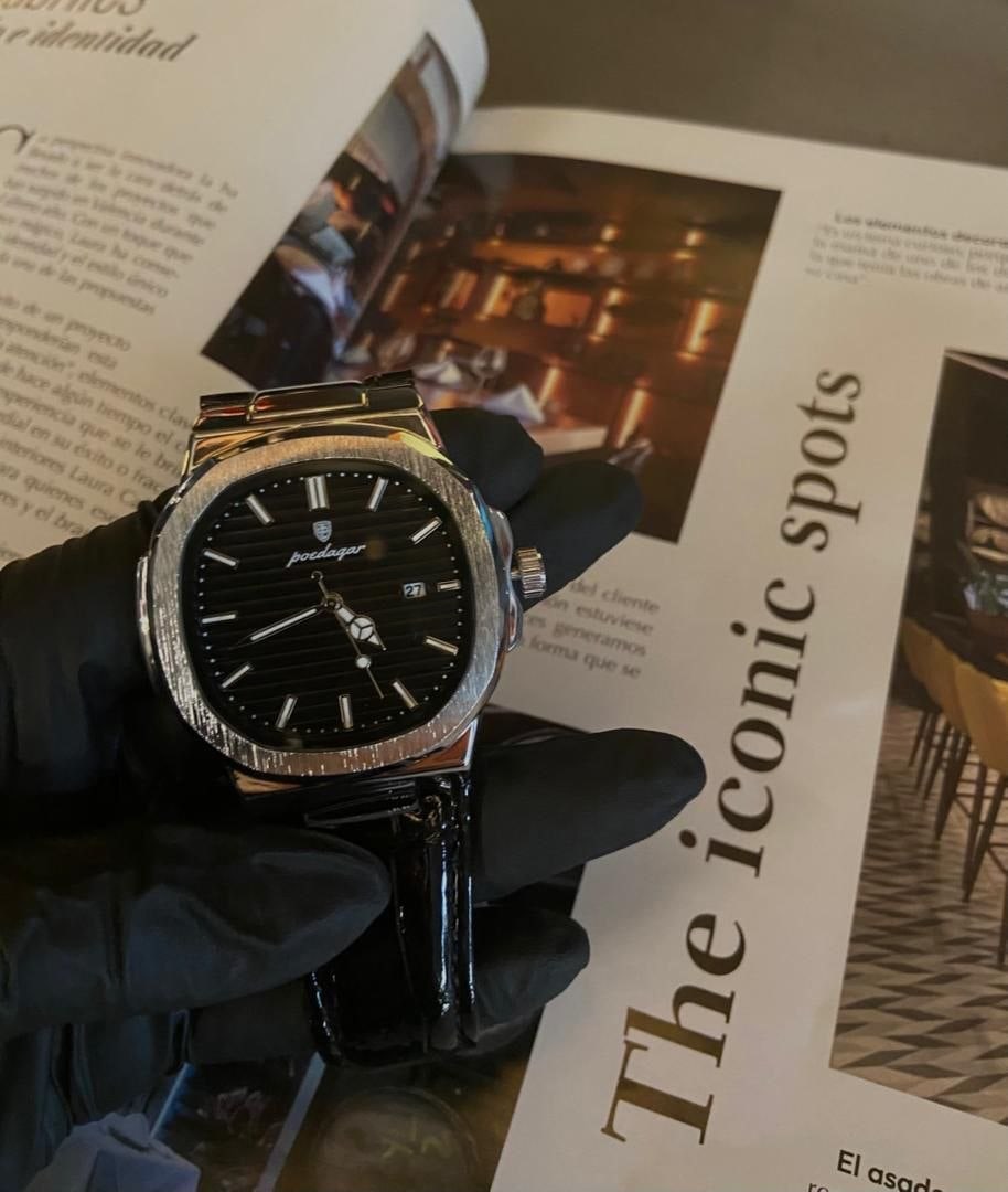 Poedagar 613 reloj cuadrado cara negra